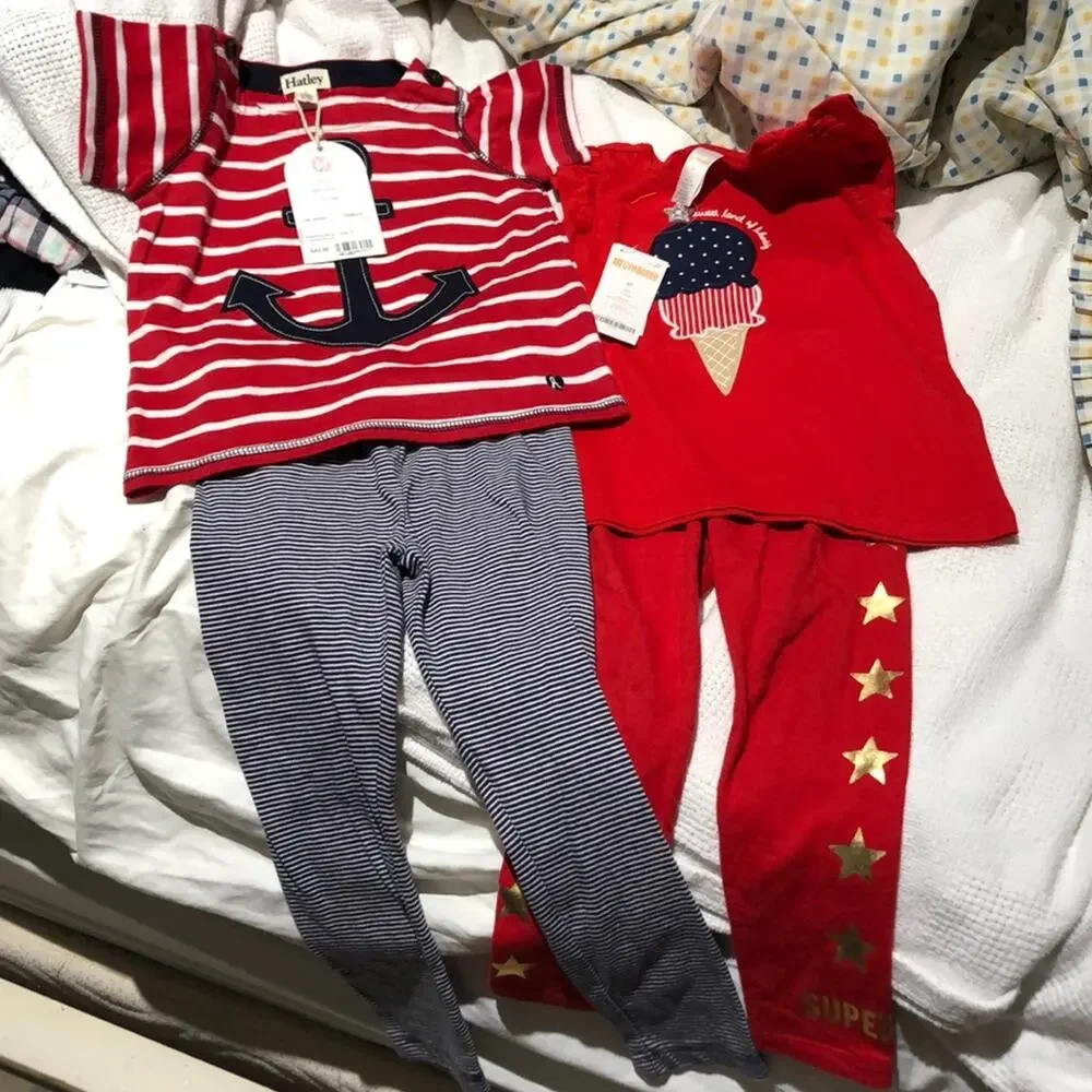 3t red white blue mixed coordinating set like new